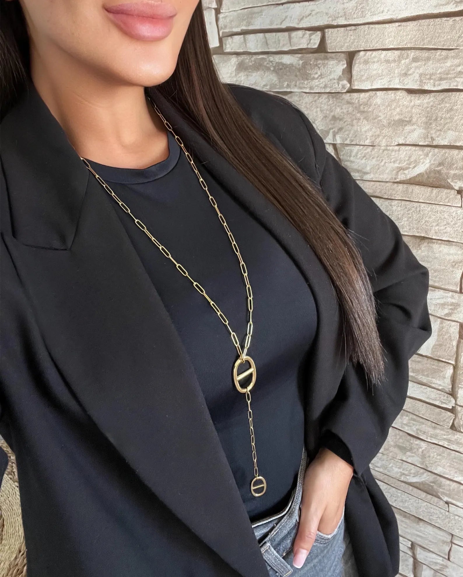 Stainless steel long necklace