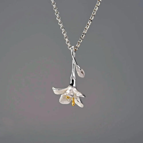 Silver Freesia Flower Bloom Pendant